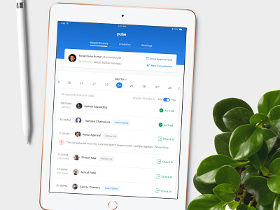 Daily Patient Appointments List appointment appointments clinic clinics dashboard dashboard ui design doctor doctor app doctor appointment health app health care ipad ipad app ui ux