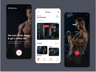 Fitness Mobile App 💪 design figma fitness gym mobile app mobile app design product ui ux
