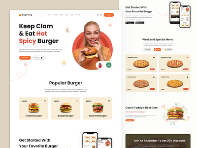 Burger Website Design 🍔 burger design fastfood figma landingpage onlinefood restaurants ui uiux design ux website