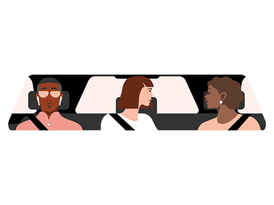 Uber CarPool branding character design flat graphic illustration monocrome negativespace peeps spot uxui vector webdesign