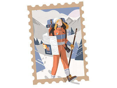 Hiker charachter design design exploration flat girl hiker illustration snow winter