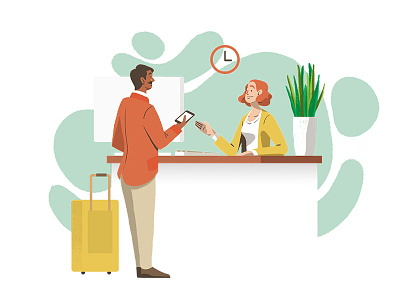 Hotel Check-in charactedesign checkin design hotel illustration phone spot travel uxui web