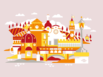 That's Amore 2d after effect animation exploration flat florence fun illustration loop love motiongraphics tourism travel vector