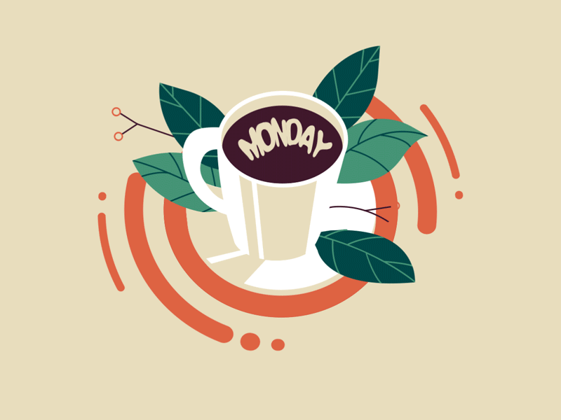 Good Morning! ☕ coffee cute flat fun gif illustration mondays mondayschallenge morning sticker tea vector