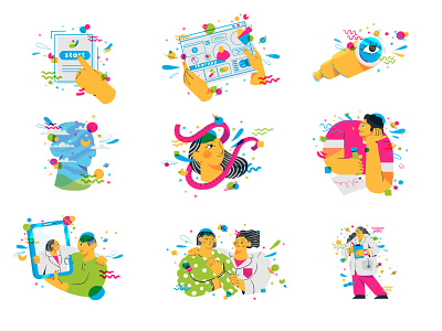 Spot Illustrations Sheet branding character cute exploration flat illustration love peeps spot uxui webdesign