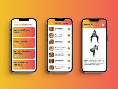 Learning Mobile App For An Ancient Martial Art Kalaripayattu app design graphic design illustration typography ui ux