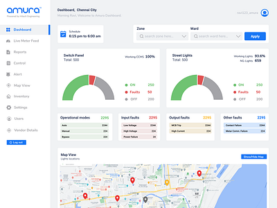 Street light controller data website