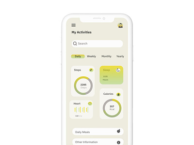A redesigned Of a fitness app dashboard