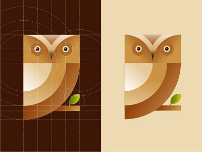 Owl New geometry gradients guidelines illustration logo mascot owl