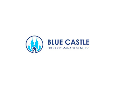 Blue Castle home icon illustration logo mascot property realestate symbol