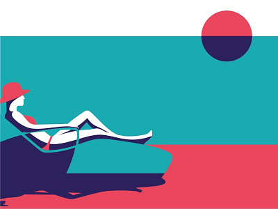 Pool and Sun geometry illustration illustrator pool sun vector vectorart woman