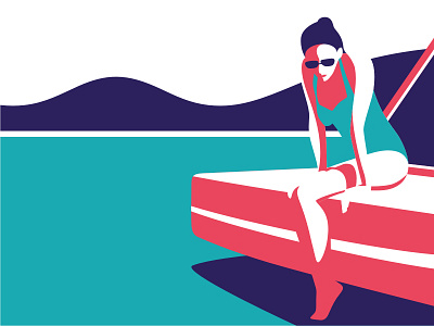 Woman and Boat boat geometry illustration illustrator vector vectorart woman