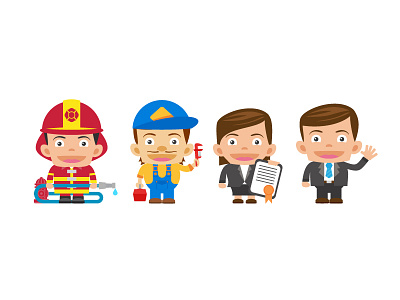 45 Characters cartoon characters cute firefighter forsale illustration mascot office plumber sale vector