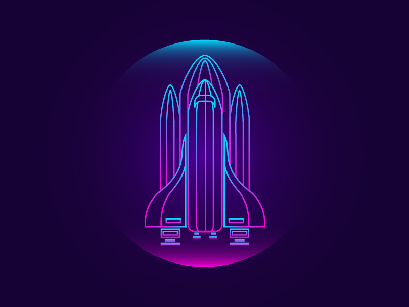 SpaceShip spaceship rocket neon modern futuristic vectorart vector illustration design
