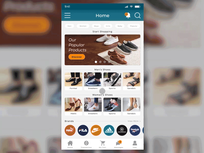 Shoes e-commerce App Design