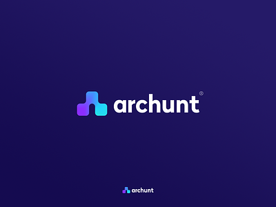 Archunt a arch architecture brand grid hunter icon letter a logo mark monogram a