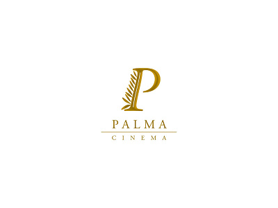 Palma Cinema branding cannes cinema festival gold leaf letter p logo logo design logotype movie palm