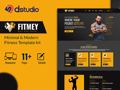Fitmey - Personal Trainer Fitness Minimal Template bodybuilder fitness gym personal trainer ui