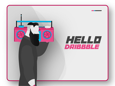 "Hello Dribbble". dribbbble firstshot flat illustration graphic deisgn illustration typography web