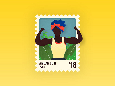 We Can Do It. american world war ii black power dribbbble flat illustration illustration old stamp together we can do it