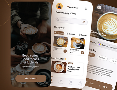 Coffee Shop Mobile App - UI capuccino coffe mobile ui coffee coffee mobile app coffee shop ui coffeeshop coffeeui mobile app ui ui coffee