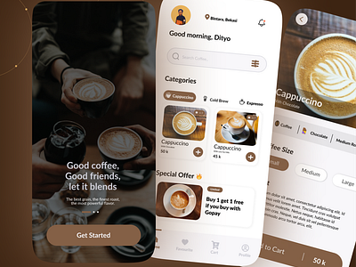 Coffee Shop Mobile App - UI capuccino coffe mobile ui coffee coffee mobile app coffee shop ui coffeeshop coffeeui mobile app ui ui coffee