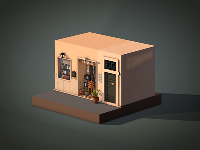 Cute Little Bookshop 3d 3d art 3d illustration bookshop c4d cinema4d illustration isometric low poly