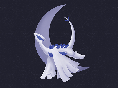 Lugia art illustration meteor minimal minimalist moon pokemon procreate space