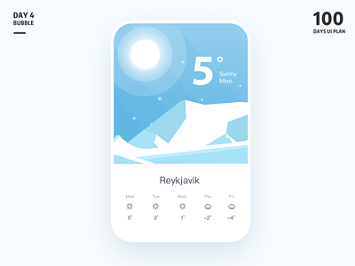 Weather-App app blue clean design iceberg illustration mobile mountain reykjavik simple ui weather white winter