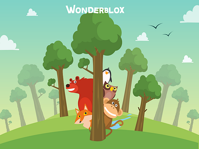 Stui fox fun game illustration kids monkey vector