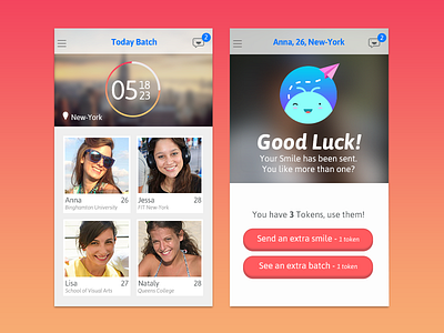 Smile Back app design dating interface design iphone mobile smile timer ui ux