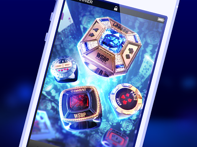 WSOP Free Chips Promotion 3d app chips composition fire flags marketing neon poker reflection ring smoke