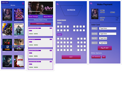 Movie booking app. app design ui