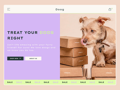 Landing page for DOOG dogshop landing page ui