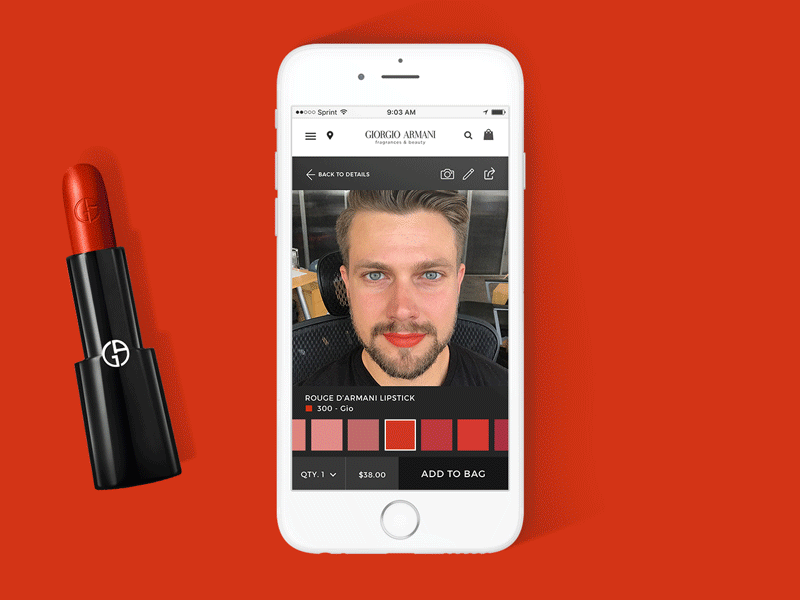 Lipstick AR augmented reality design ecommerce modiface ui ux