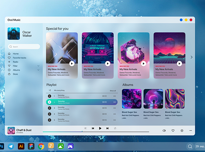Application for listening to music "Oxxi Music" Light app design mac mac os music oc ui ux windows