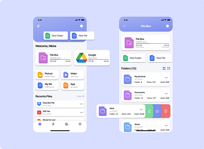 Daily UI Challenge #7 File Manager & Cloud Storage app chalenge crypto dashboard design figma mobile ui