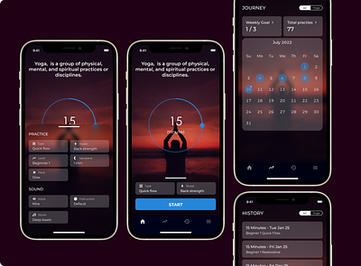 Daily UI Challenge #9 Yoga app calendar chalenge dashboard design history mobile practice traine ui yoga