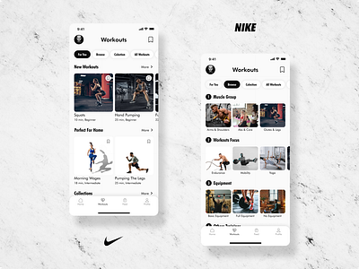 Daily UI Challenge #19 Nike Training Club (Fitness app)