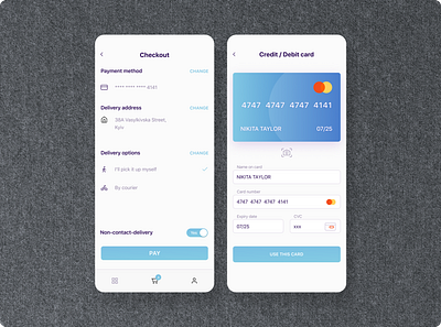 Daily UI Challenge #20 Payment method card app card chalenge credit dashboard delivery design mobile pay payment ui