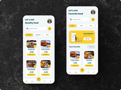 Daily UI Challenge #22 Food delivery app Ui app button cards chalenge dashboard delivery design food illustration mobile photo tips ui