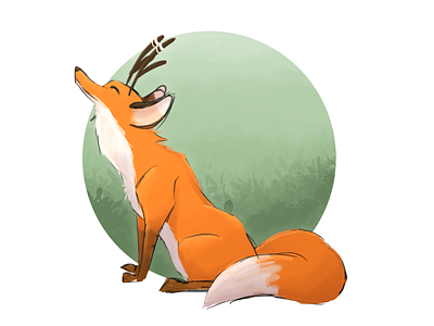 fox in the forest forest fox graphic design illustration logo orange