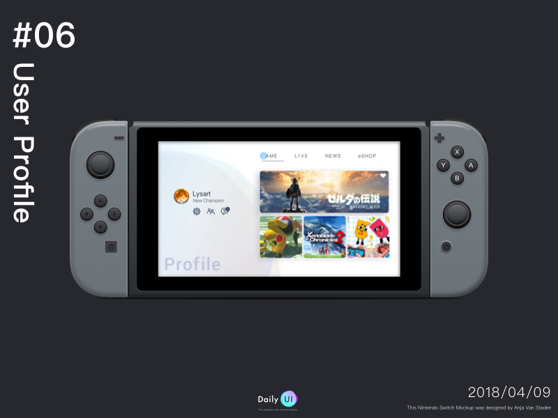 Re Dailyui 06 User Profile game switch profile dailyui