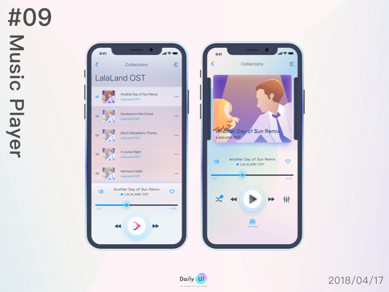 Re dailyui009 Music Player sketchapp lalaland dailyui musicplayer