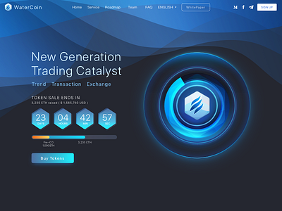 WaterCoin ICOpage cryptocurrency design sketch ui water web