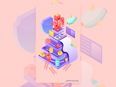 data security 2.5d design illustration typography ui