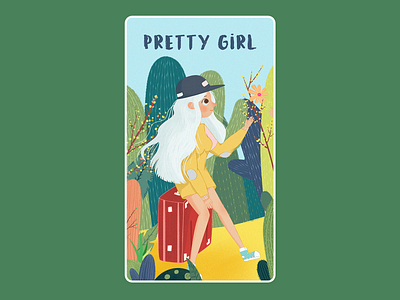 pretty girl color cute design flat girl illustration pretty travel ui vector