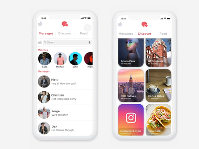 Tinder new feature and redesign animation app design flat interaction tinder ui ux vector