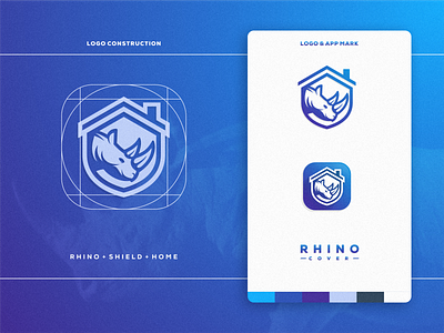 RHINO COVER app artismstudio artwork brand identity business company cover creative graphicdesign grid home icon illustrator insurance logo logos rhino rhino logo shield