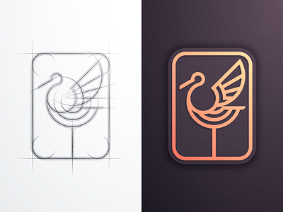 STORK abstract bird branding business company fashion geometric graphic design grid heron icon identity illustration lineart logo logos mark monoline stork ui